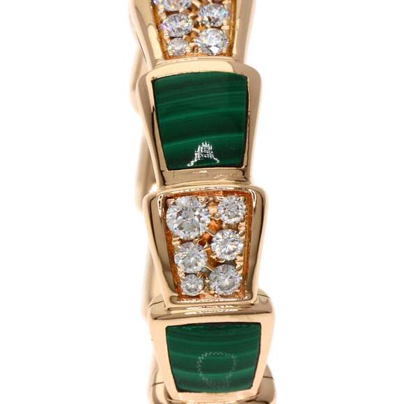 BVLGARI Serpenti Viper Malachite and Diamond #51 Ring in 18K Pink Gold for Women - Picture 7 of 11